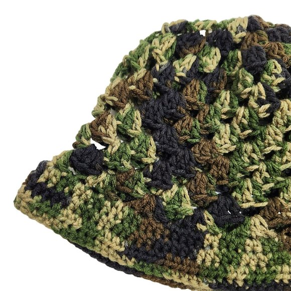 Bucket Hat granny handknit colorful camo earthy - Picture 8 of 8